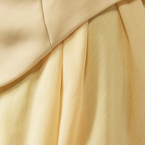 Yellow Casual Women's Strapless Crepe Chiffon A-Line Cocktail Mini Dress - Picture 4 of 6